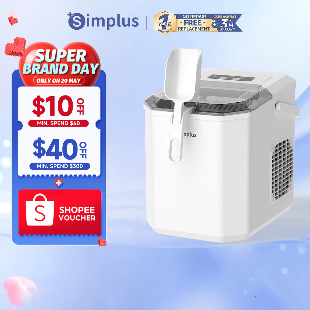 Simplus Ice Maker | 12kg Homemade Ice Cubes | 24h Reservation | Auto Self-Cleaning Function ZBJH001