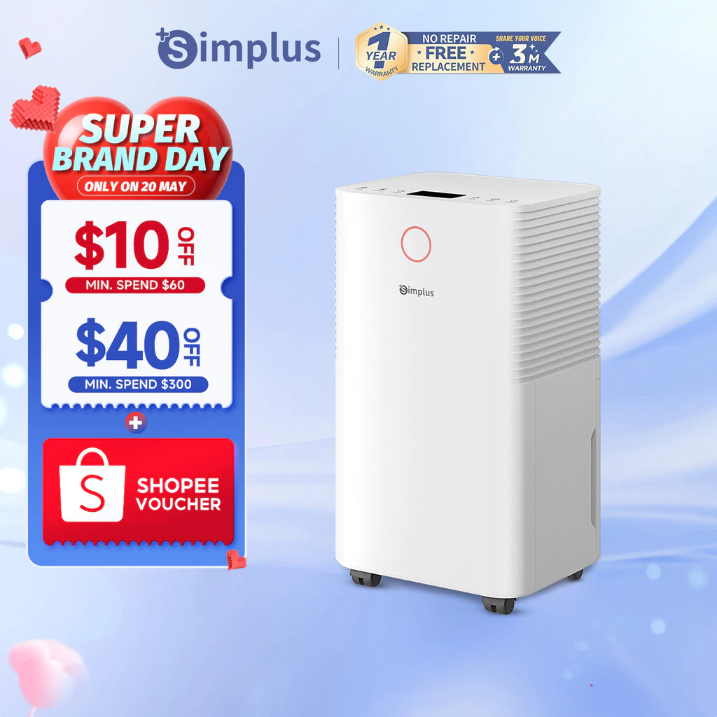 Simplus Dehumidifier | 12L/Day | 2L Water Tank | 3 Modes | Clothes Drying | Touch Operation | LiteDry C6 CUSH006