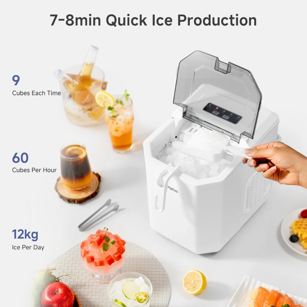 Simplus Ice Maker | 12kg Homemade Ice Cubes | 24h Reservation | Auto Self-Cleaning Function ZBJH001 - Image 6
