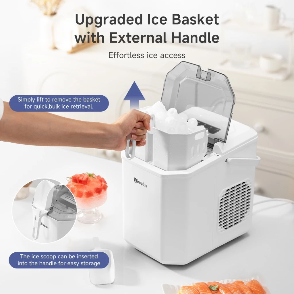 Simplus Ice Maker | 12kg Homemade Ice Cubes | 24h Reservation | Auto Self-Cleaning Function ZBJH001 - Image 8
